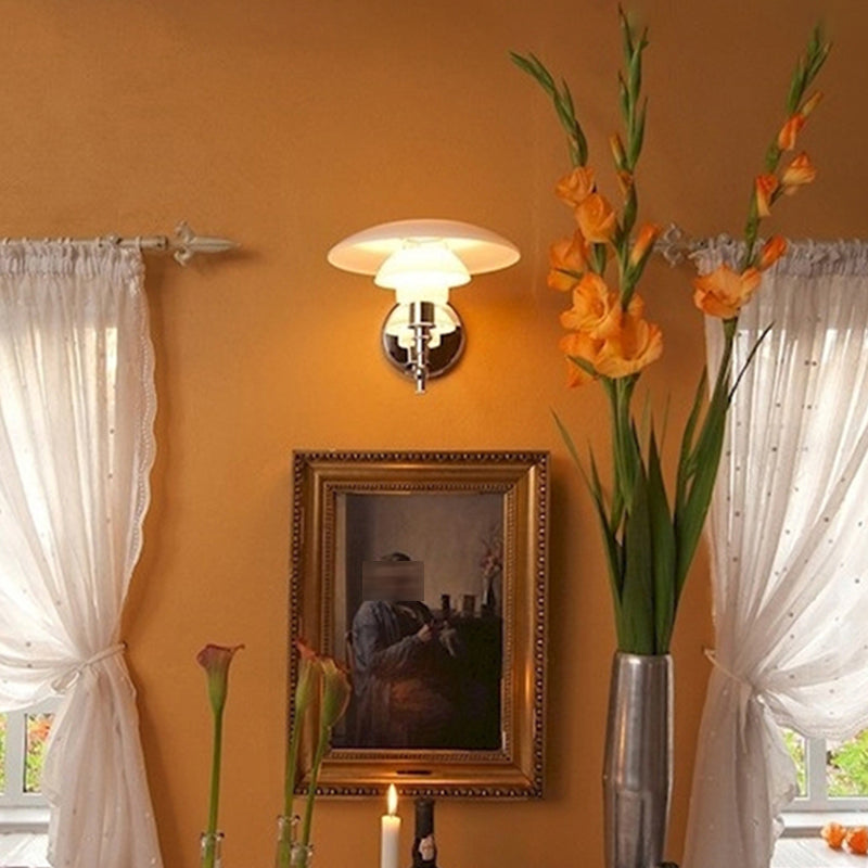 Industrial Glass Wall Lighting Ideas White Shade Wall Lamp for Living Room