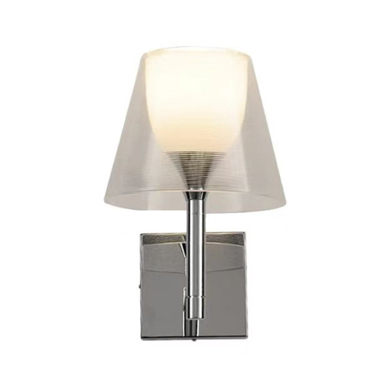 Acrylic Shade Wall Armed Sconce Minimalist 1 - Light Wall Light Fixture in Chrome Finish