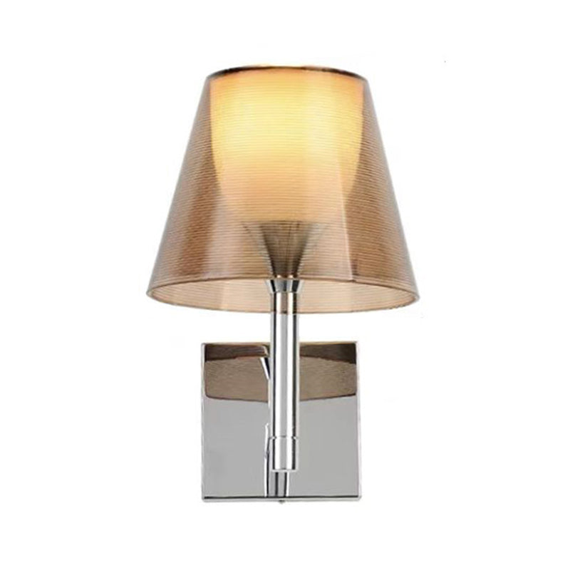 Acrylic Shade Wall Armed Sconce Minimalist 1 - Light Wall Light Fixture in Chrome Finish
