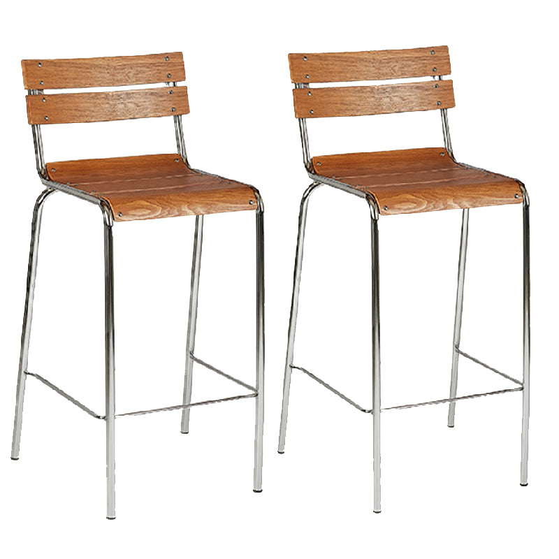 Modern Style Counter Stool Wood Low Back Barstool with Footrest