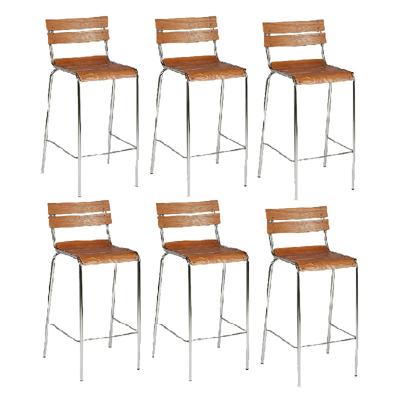 Modern Style Counter Stool Wood Low Back Barstool with Footrest