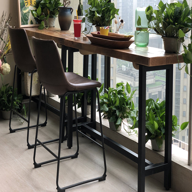 Industrial Style Bar Dining Table Rectangle Wooden Top Bar Wine Table