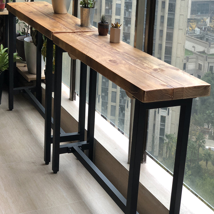 Industrial Style Bar Dining Table Rectangle Wooden Top Bar Wine Table