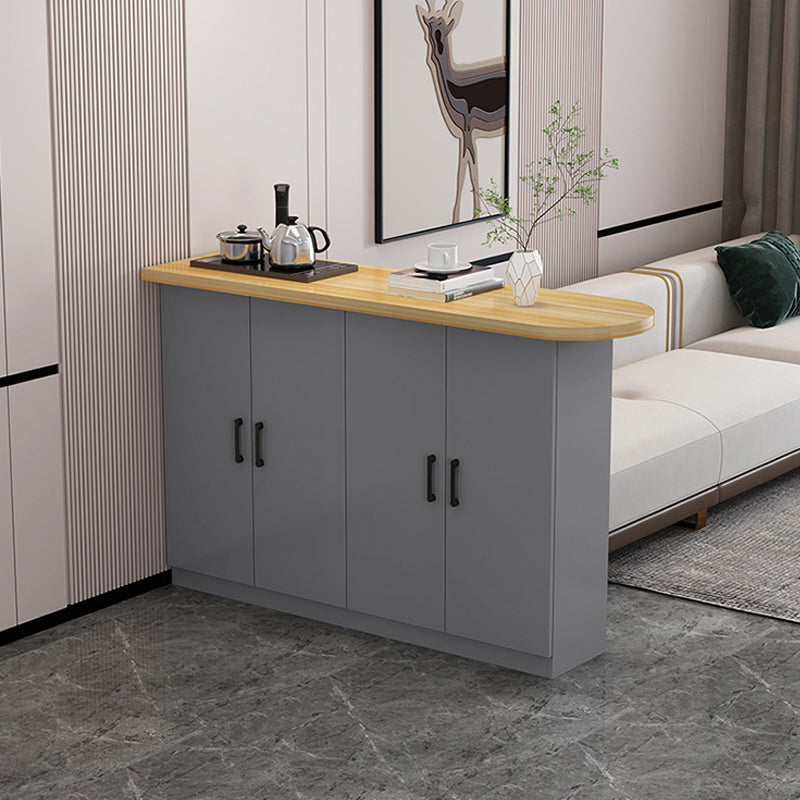 Modern Indoor Counter Table Faux Wood Bar Stool Table with Storage