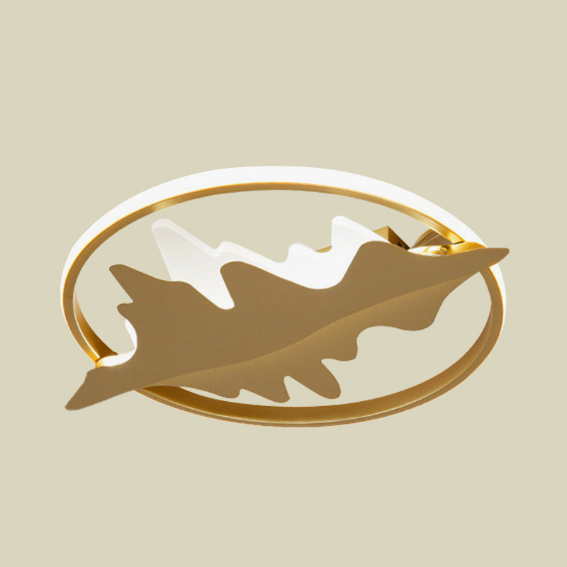 Crown/V-Shaped Acrylic Ceiling Mount Kids Style LED Golden Finish Flushmount Light for Living Room