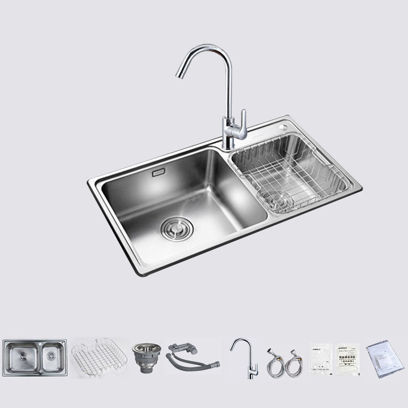 Stainless Steel Kitchen Sink Double Bowl Kitchen Sink with Drain Assembly