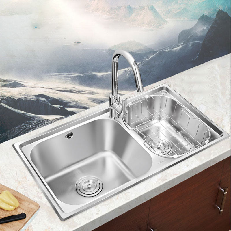 Stainless Steel Kitchen Sink Double Bowl Kitchen Sink with Drain Assembly