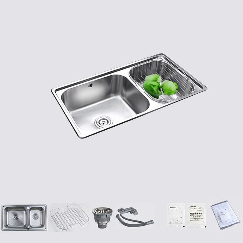 Stainless Steel Kitchen Sink Double Bowl Kitchen Sink with Drain Assembly