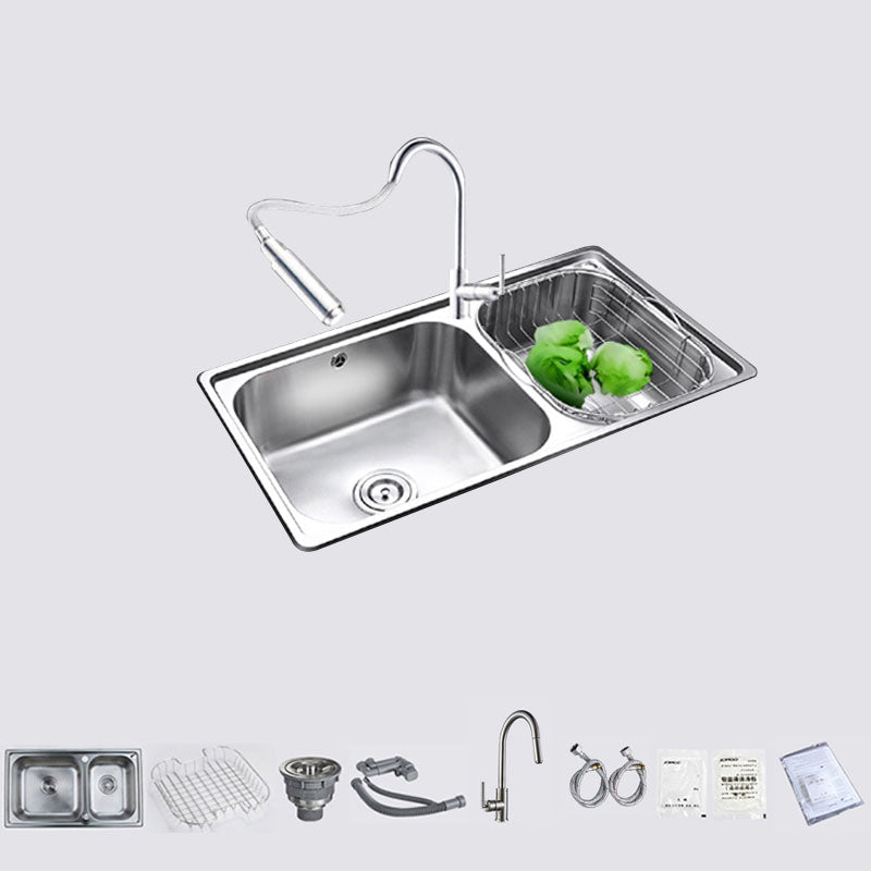 Stainless Steel Kitchen Sink Double Bowl Kitchen Sink with Drain Assembly