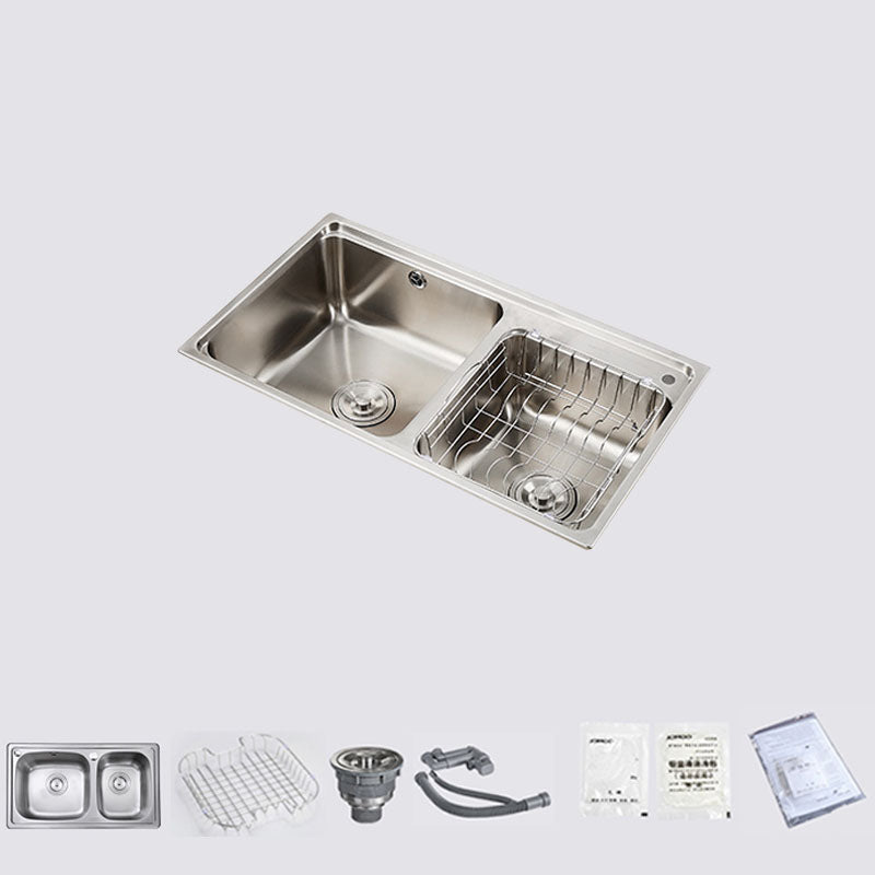 Stainless Steel Kitchen Sink Double Bowl Kitchen Sink with Drain Assembly