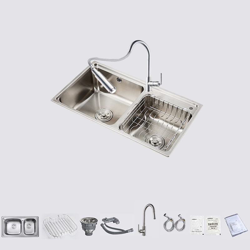 Stainless Steel Kitchen Sink Double Bowl Kitchen Sink with Drain Assembly