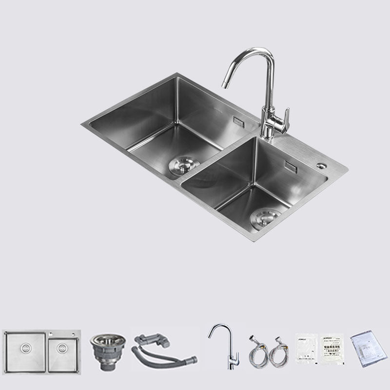 Stainless Steel Kitchen Sink Double Bowl Kitchen Sink with Drain Assembly