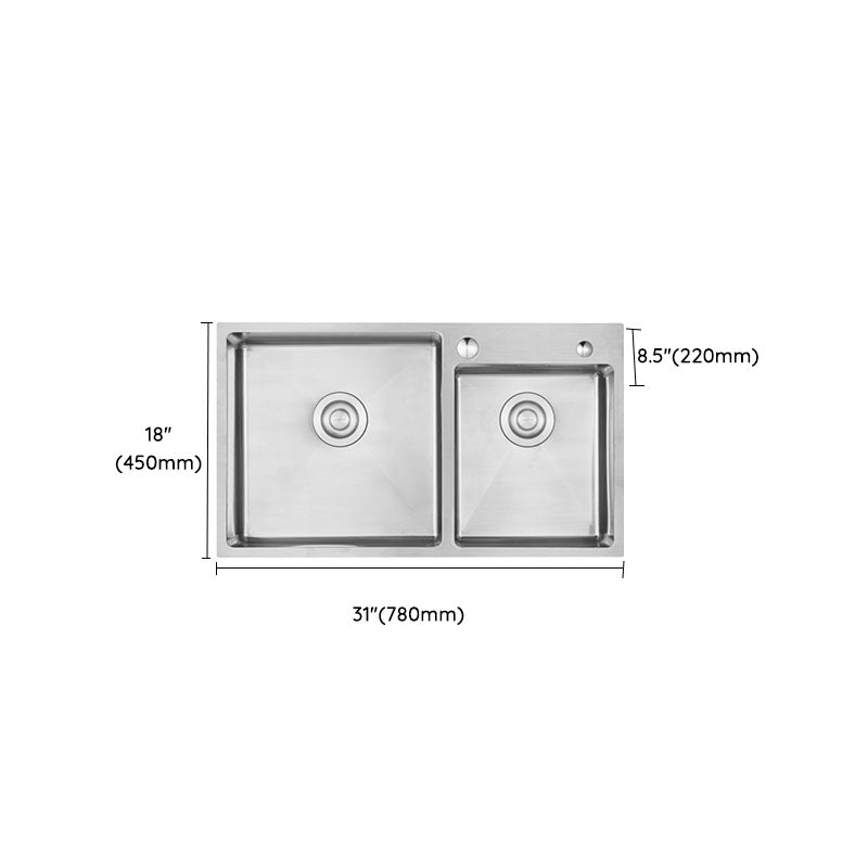 Stainless Steel Kitchen Sink Double Bowl Kitchen Sink with Drain Assembly