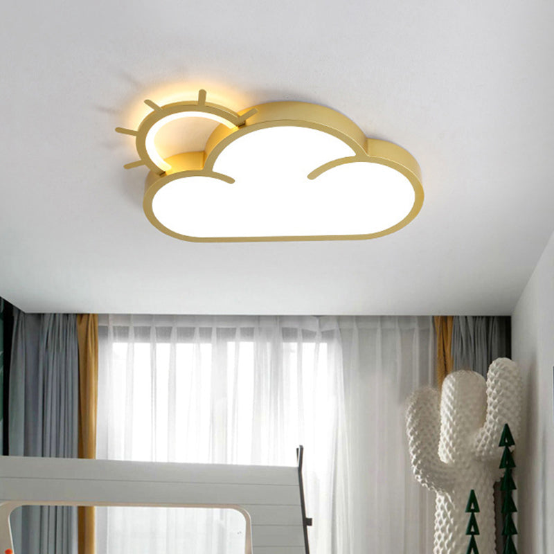 Acrylic Cloud Flush Mount Lamp Minimalist LED Gold Close to Ceiling Light for Bedroom