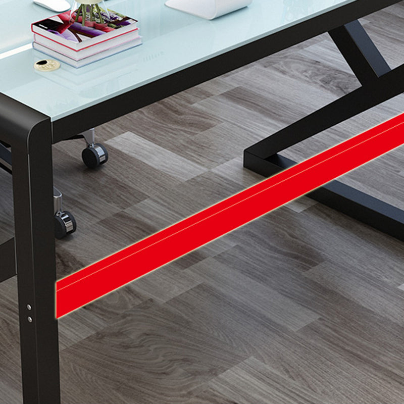 Modern Glass Top Computer Desk 29.53 Inch Tall Gaming Desk with Steel Legs