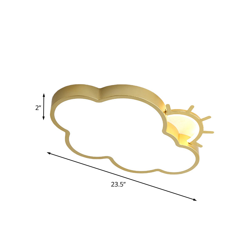 Acrylic Cloud Flush Mount Lamp Minimalist LED Gold Close to Ceiling Light for Bedroom