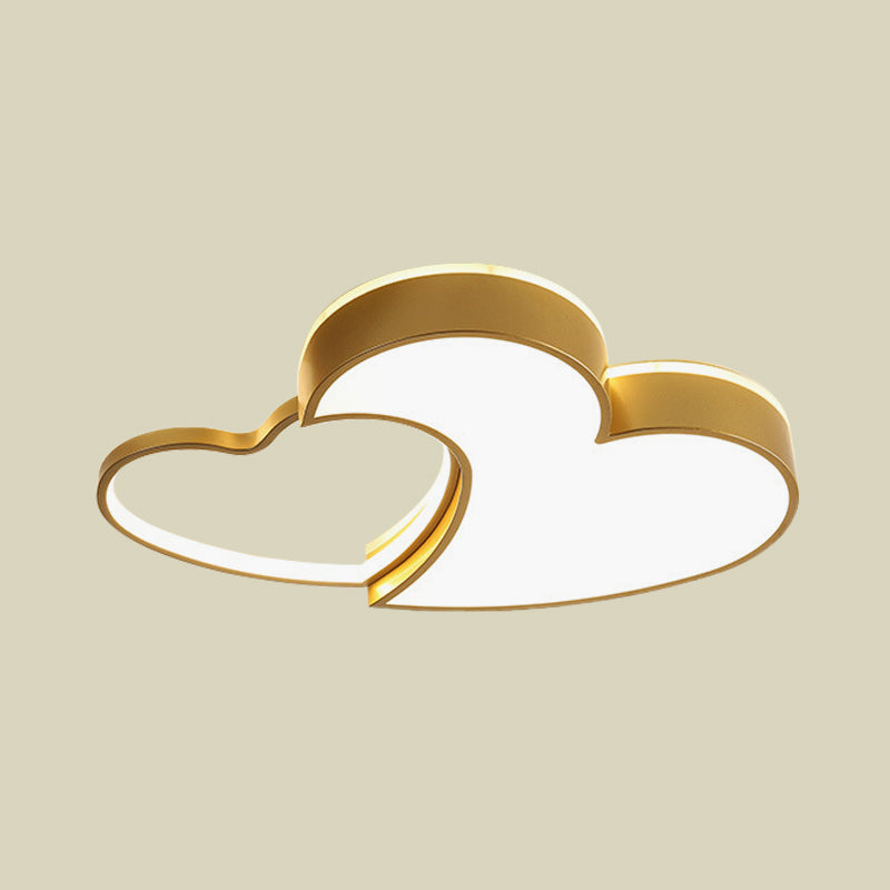 LED-Einbauleuchte für Kinder, goldfarbene Loving Heart-Deckenleuchte mit Acrylschirm
