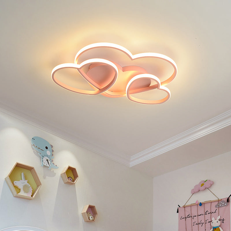 Heart Design Acrylic Ceiling Lighting Minimalist LED White/Pink/Gold Finish Flush Mount Light Fixture