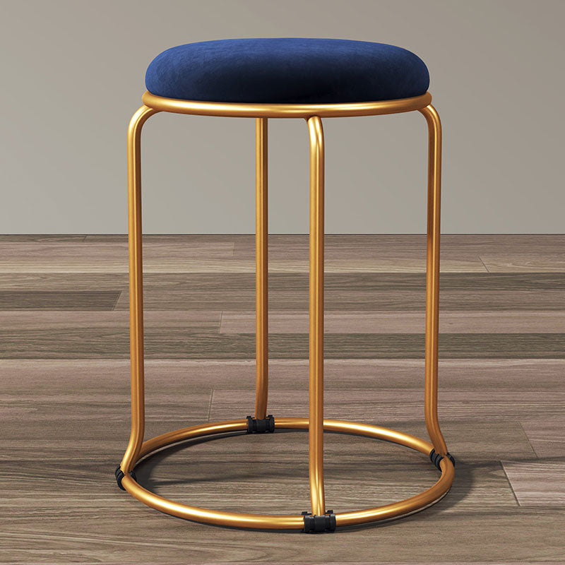 Glam Round Chair Ottoman Plain Velvet Metal Frame Scratch Sherpa Pouf