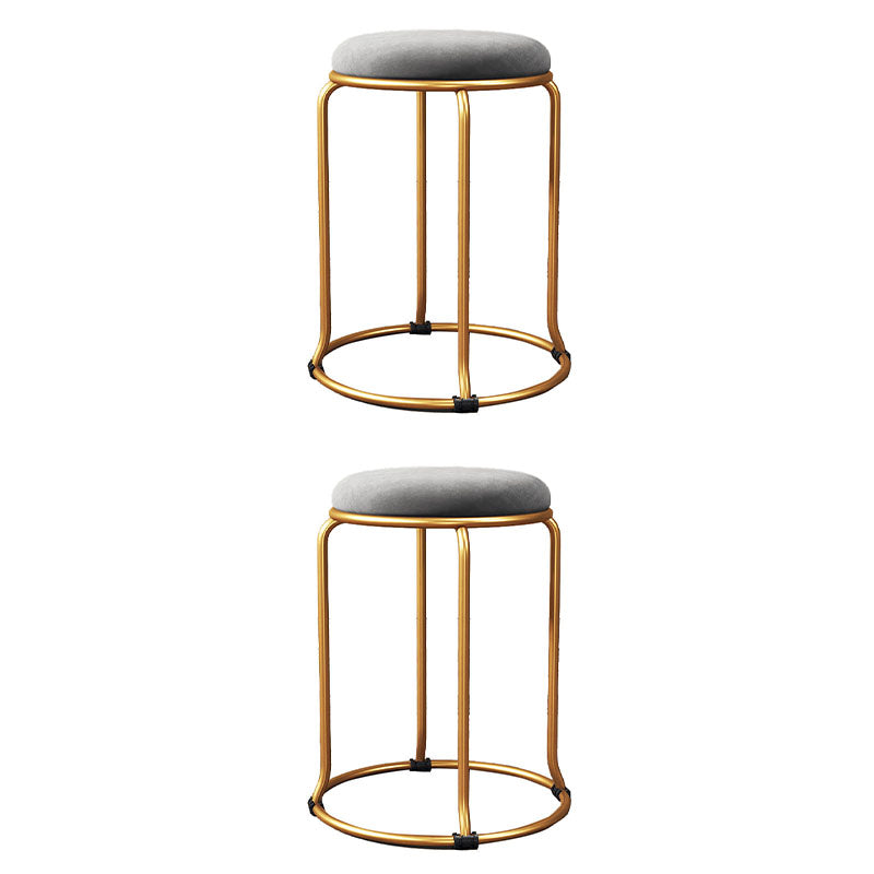 Glam Round Chair Ottoman Plain Velvet Metal Frame Scratch Sherpa Pouf