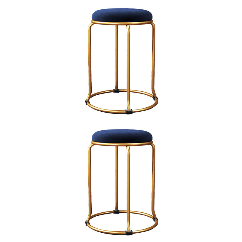 Glam Round Chair Ottoman Plain Velvet Metal Frame Scratch Sherpa Pouf