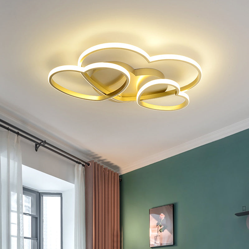 Heart Design Acrylic Ceiling Lighting Minimalist LED White/Pink/Gold Finish Flush Mount Light Fixture