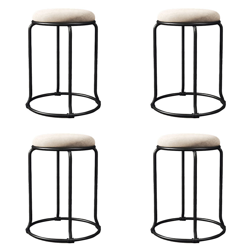 Glam Round Chair Ottoman Plain Velvet Metal Frame Scratch Sherpa Pouf