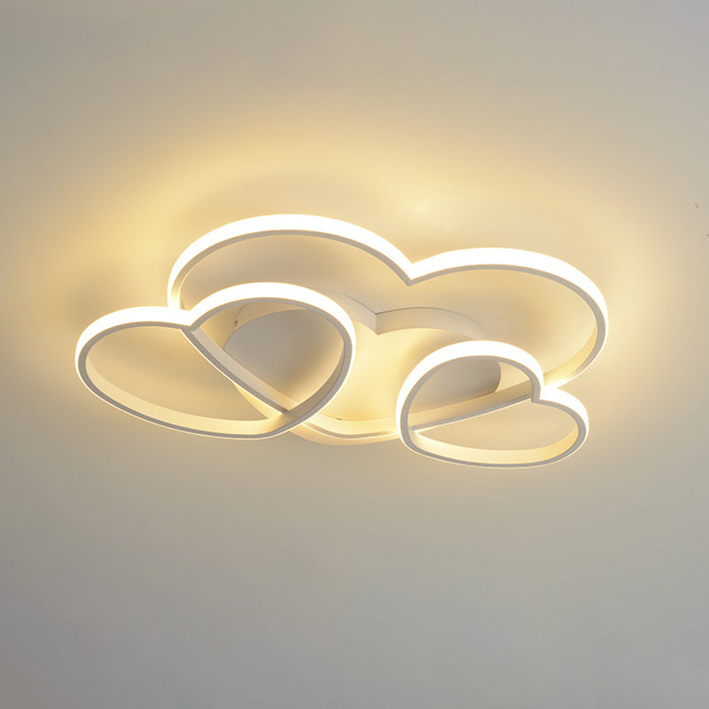 Heart Design Acrylic Ceiling Lighting Minimalist LED White/Pink/Gold Finish Flush Mount Light Fixture