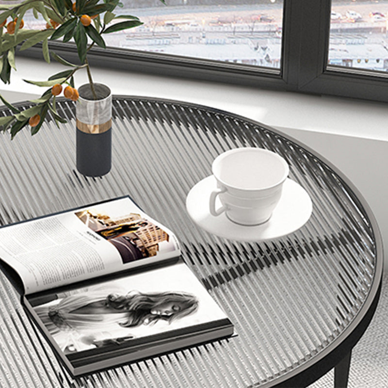 Minimalism 4 Legs Coffee Table Glass Top Coffee Cocktail Table with Shelf
