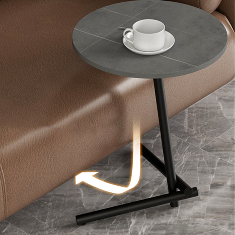 Contemporary Slate and Metal Single Coffee Table Frame Round Glam Coffee Table