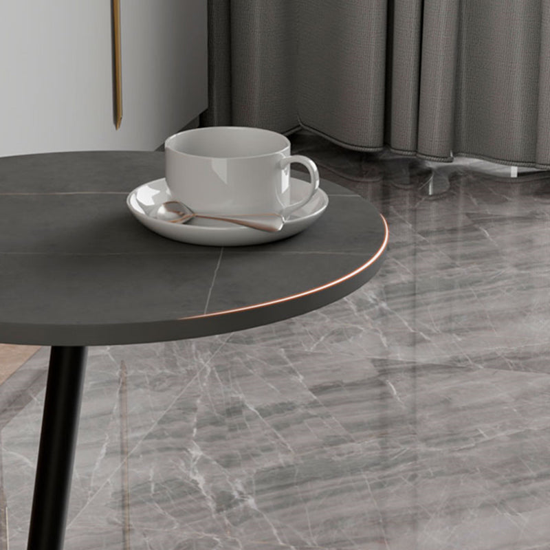 Contemporary Slate and Metal Single Coffee Table Frame Round Glam Coffee Table