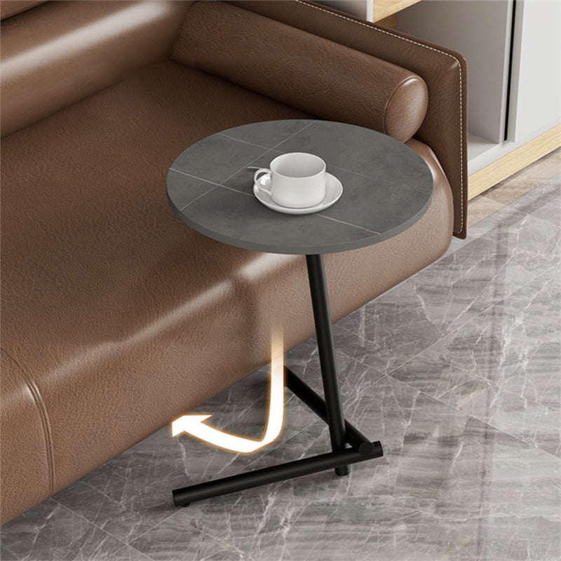 Contemporary Slate and Metal Single Coffee Table Frame Round Glam Coffee Table