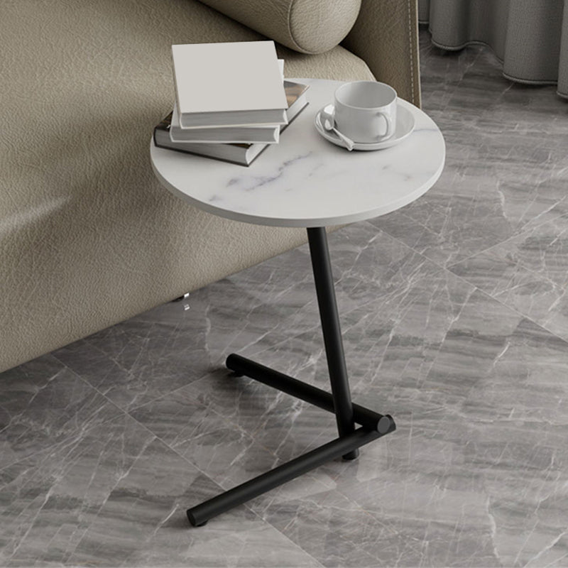 Contemporary Slate and Metal Single Coffee Table Frame Round Glam Coffee Table