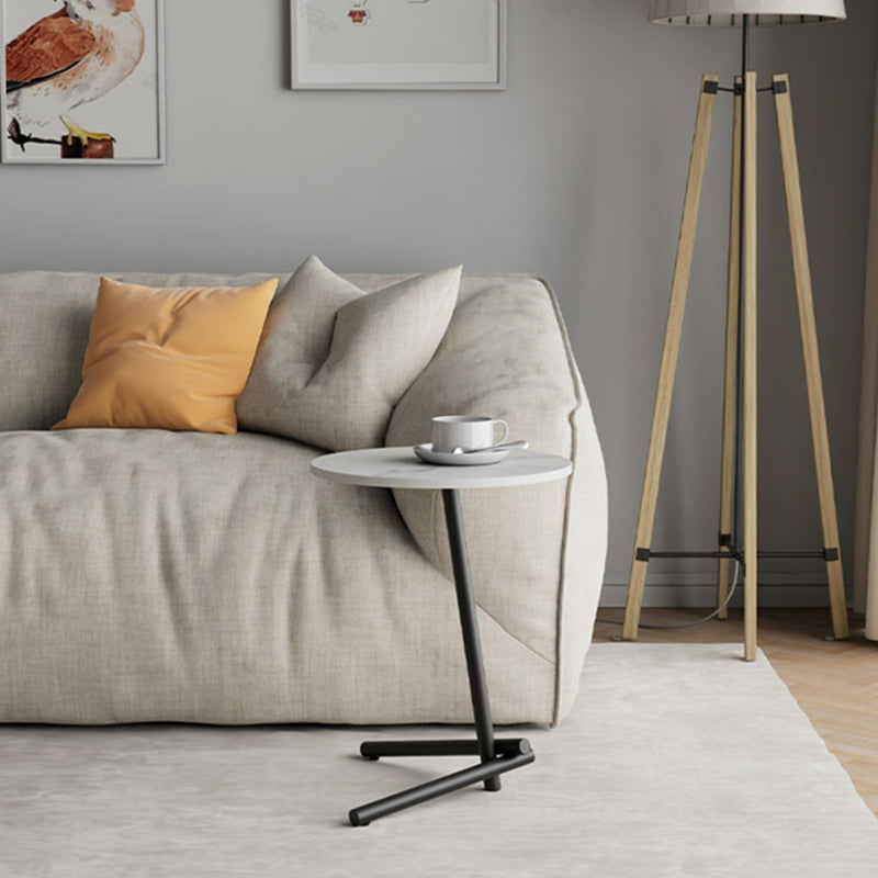 Contemporary Slate and Metal Single Coffee Table Frame Round Glam Coffee Table