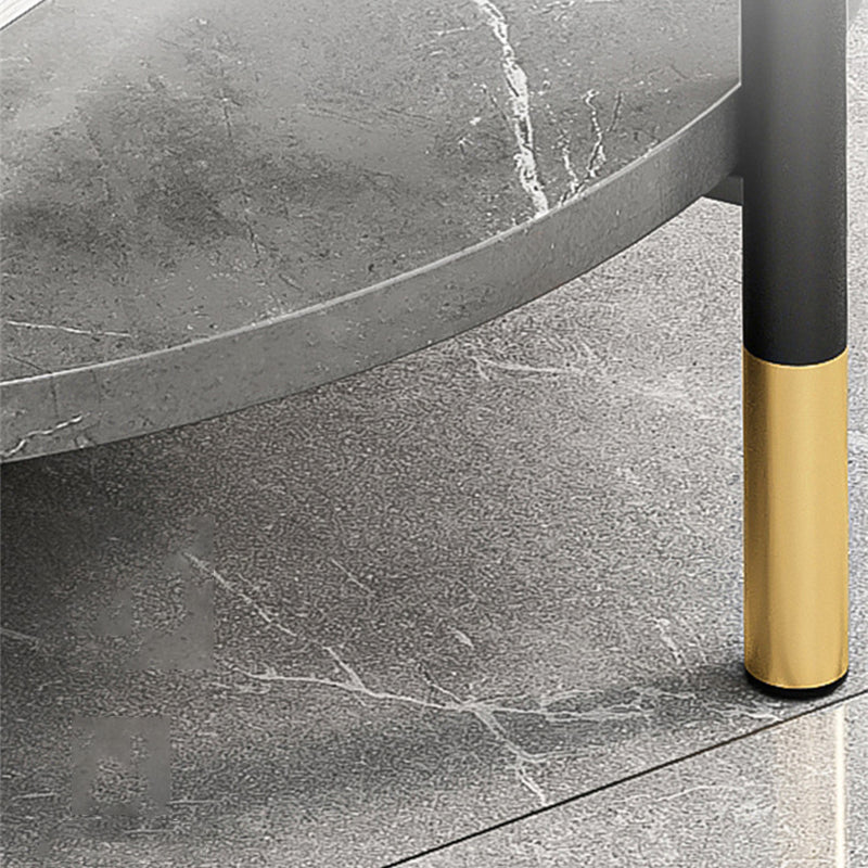 Modern Slate and Metal Single Coffee Table Frame Round Glam Coffee Table