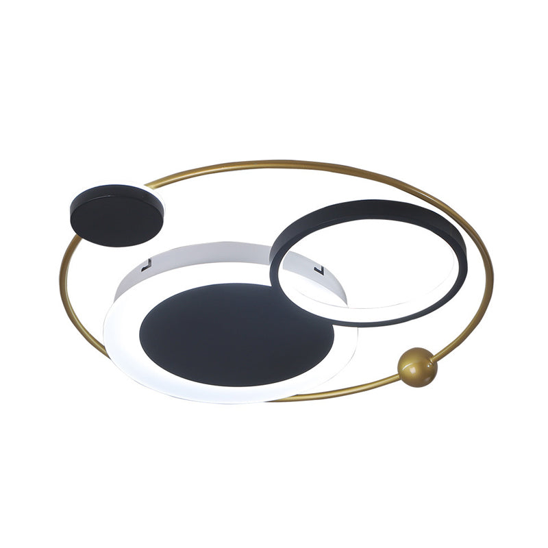 Gold Orbit Flushmount Lighting Creative LED Acrylic Flush Mount Fixture in Warm/White Light for Living Room