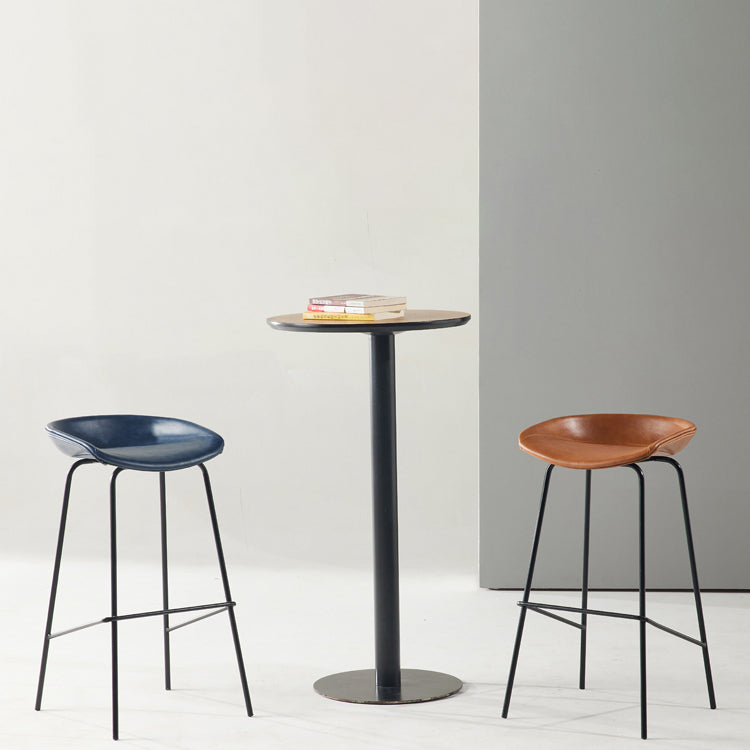 Modern Backrest Armless Counter Stool Iron Bar Stool with Pedal for Cafe