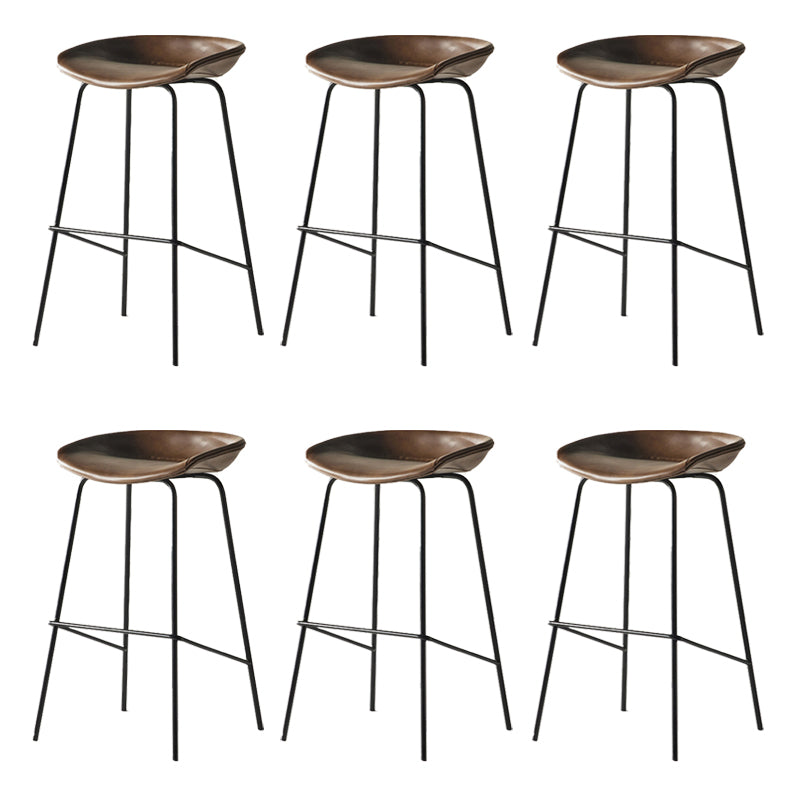 Modern Backrest Armless Counter Stool Iron Bar Stool with Pedal for Cafe