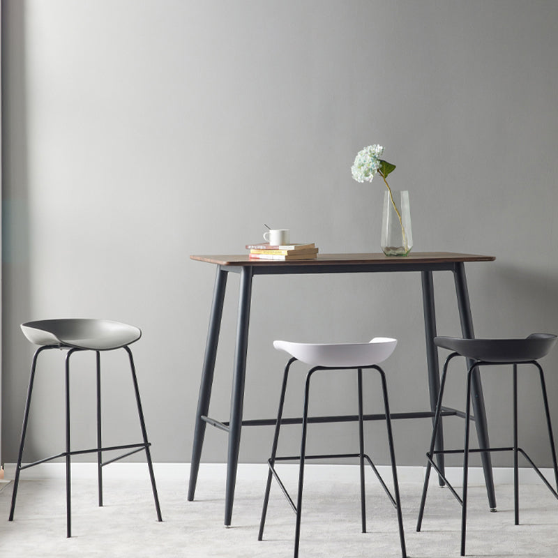 Modern Backrest Armless Counter Stool Iron Bar Stool with Pedal for Cafe