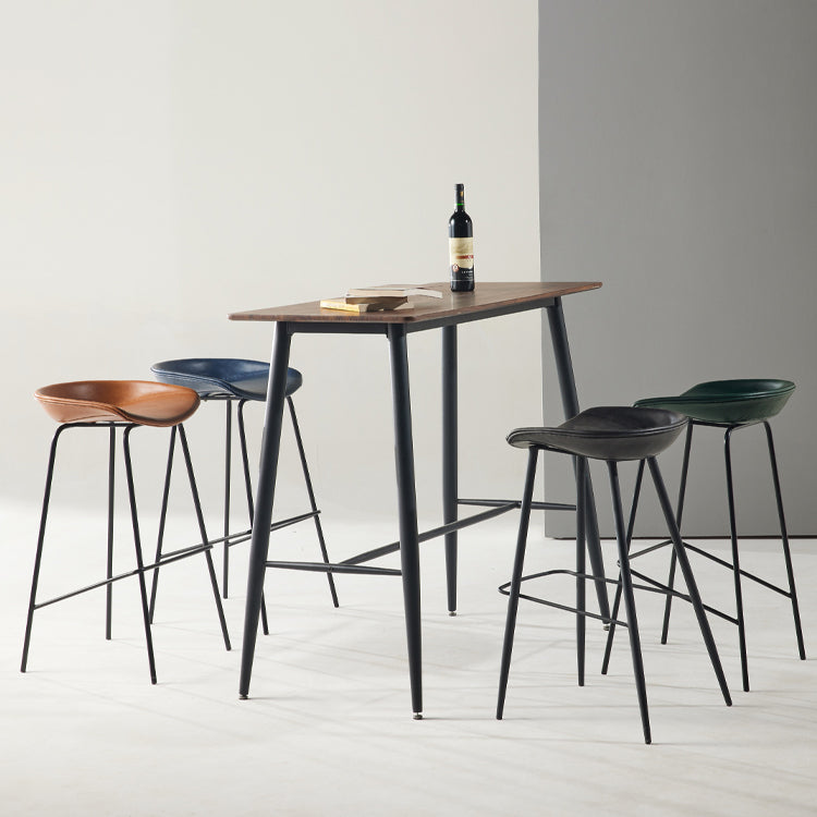 Modern Backrest Armless Counter Stool Iron Bar Stool with Pedal for Cafe