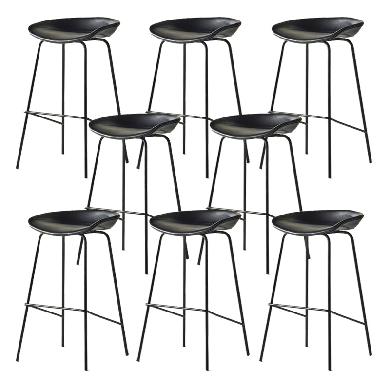 Modern Backrest Armless Counter Stool Iron Bar Stool with Pedal for Cafe