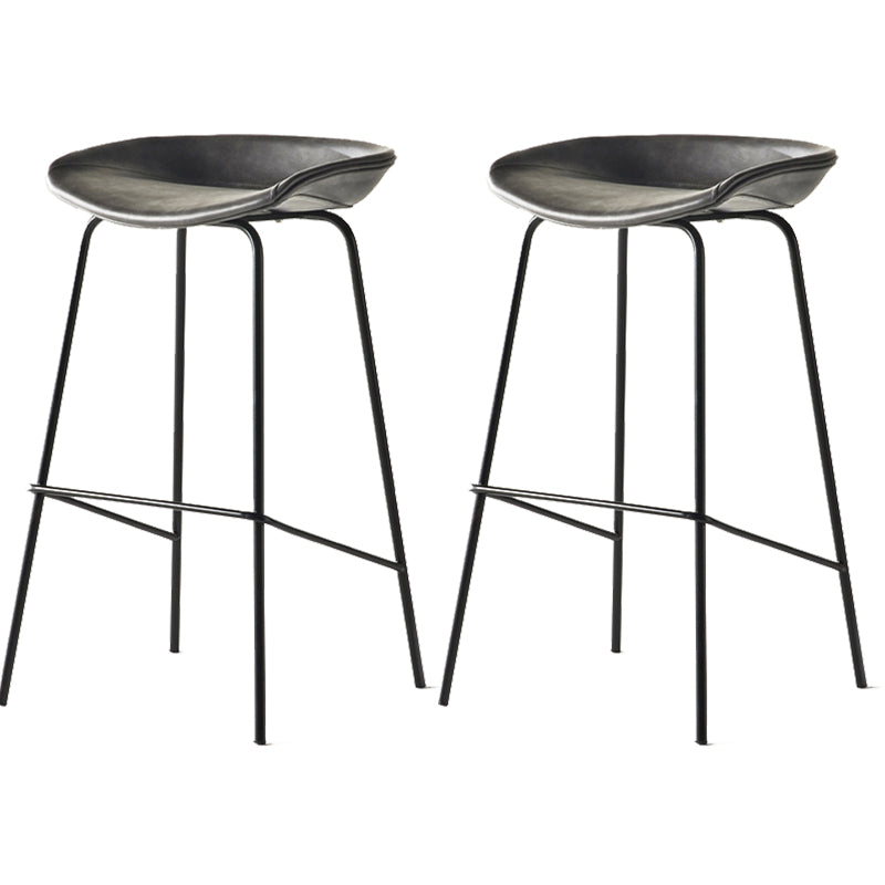 Modern Backrest Armless Counter Stool Iron Bar Stool with Pedal for Cafe