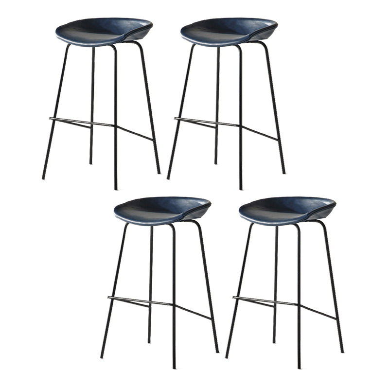 Modern Backrest Armless Counter Stool Iron Bar Stool with Pedal for Cafe