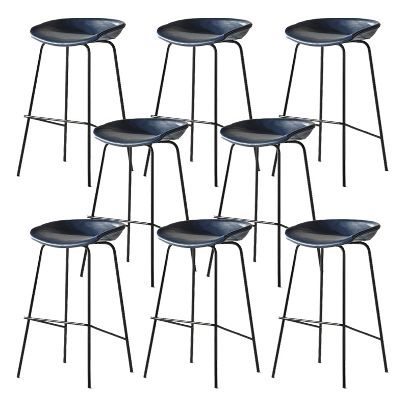 Modern Backrest Armless Counter Stool Iron Bar Stool with Pedal for Cafe
