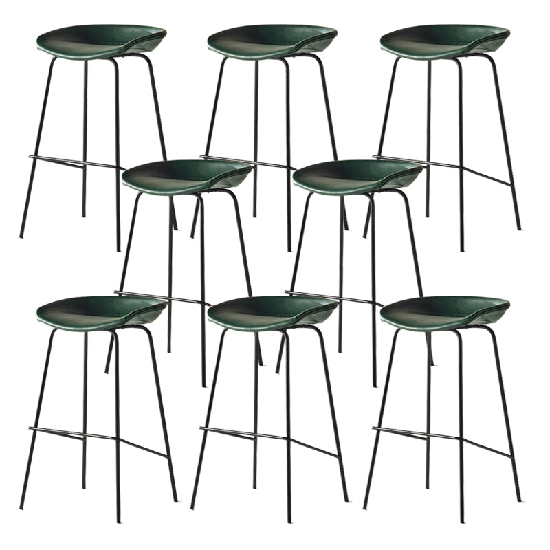 Modern Backrest Armless Counter Stool Iron Bar Stool with Pedal for Cafe