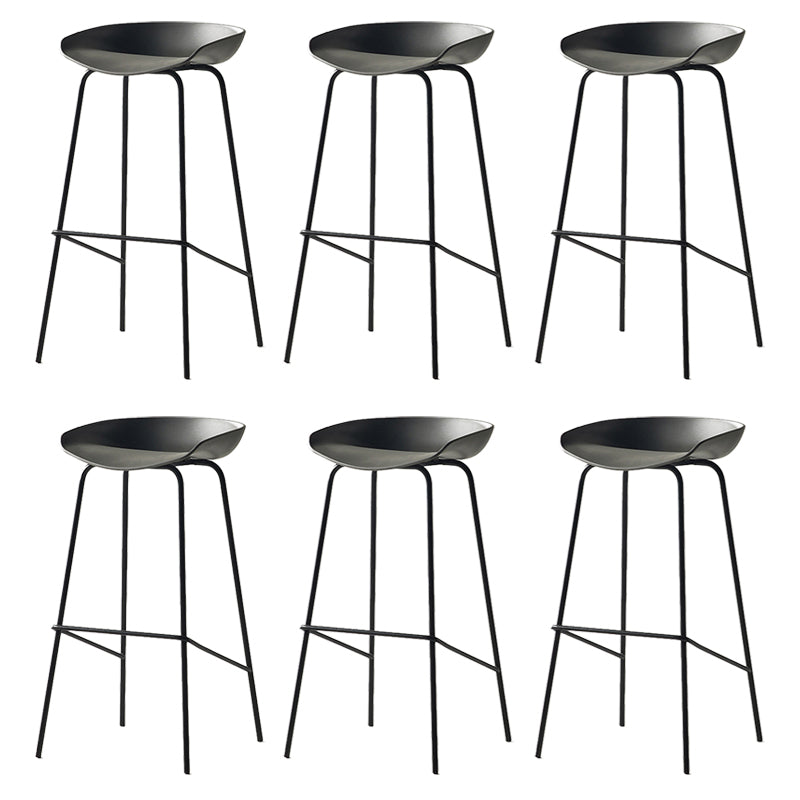 Modern Backrest Armless Counter Stool Iron Bar Stool with Pedal for Cafe