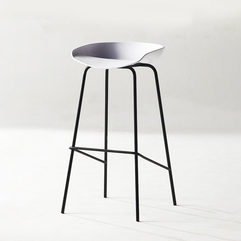 Modern Backrest Armless Counter Stool Iron Bar Stool with Pedal for Cafe