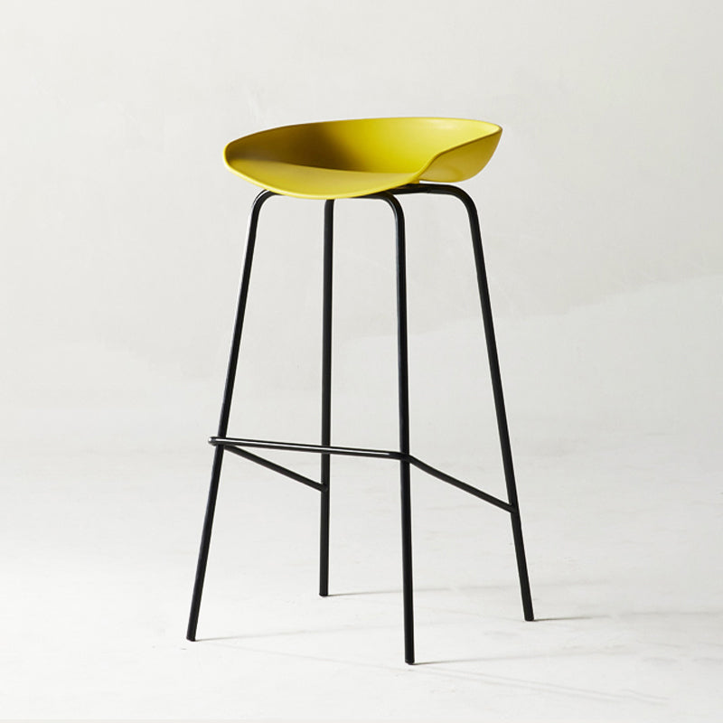 Modern Backrest Armless Counter Stool Iron Bar Stool with Pedal for Cafe