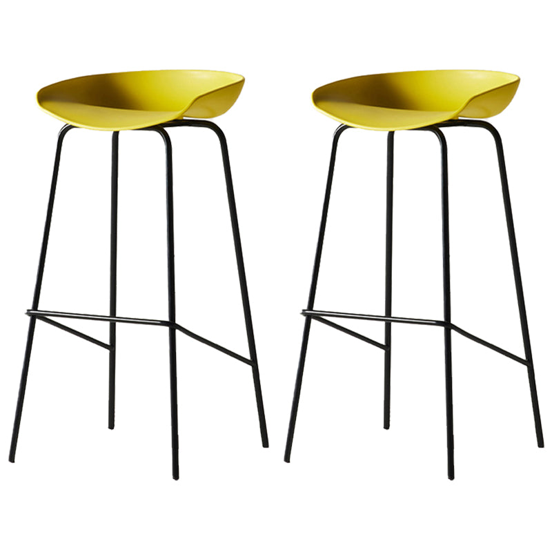 Modern Backrest Armless Counter Stool Iron Bar Stool with Pedal for Cafe