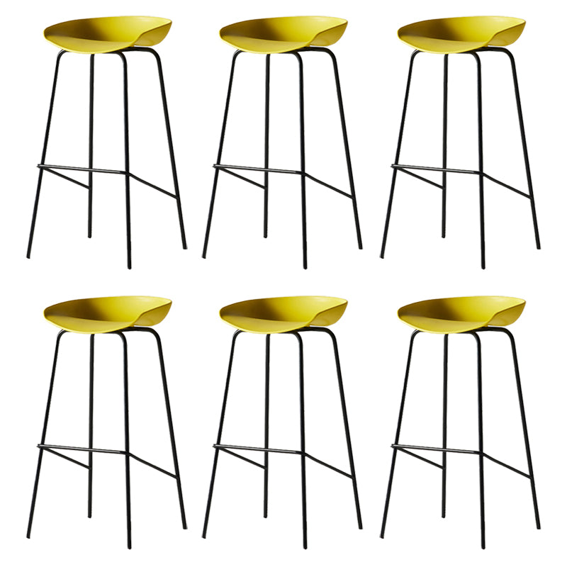 Modern Backrest Armless Counter Stool Iron Bar Stool with Pedal for Cafe